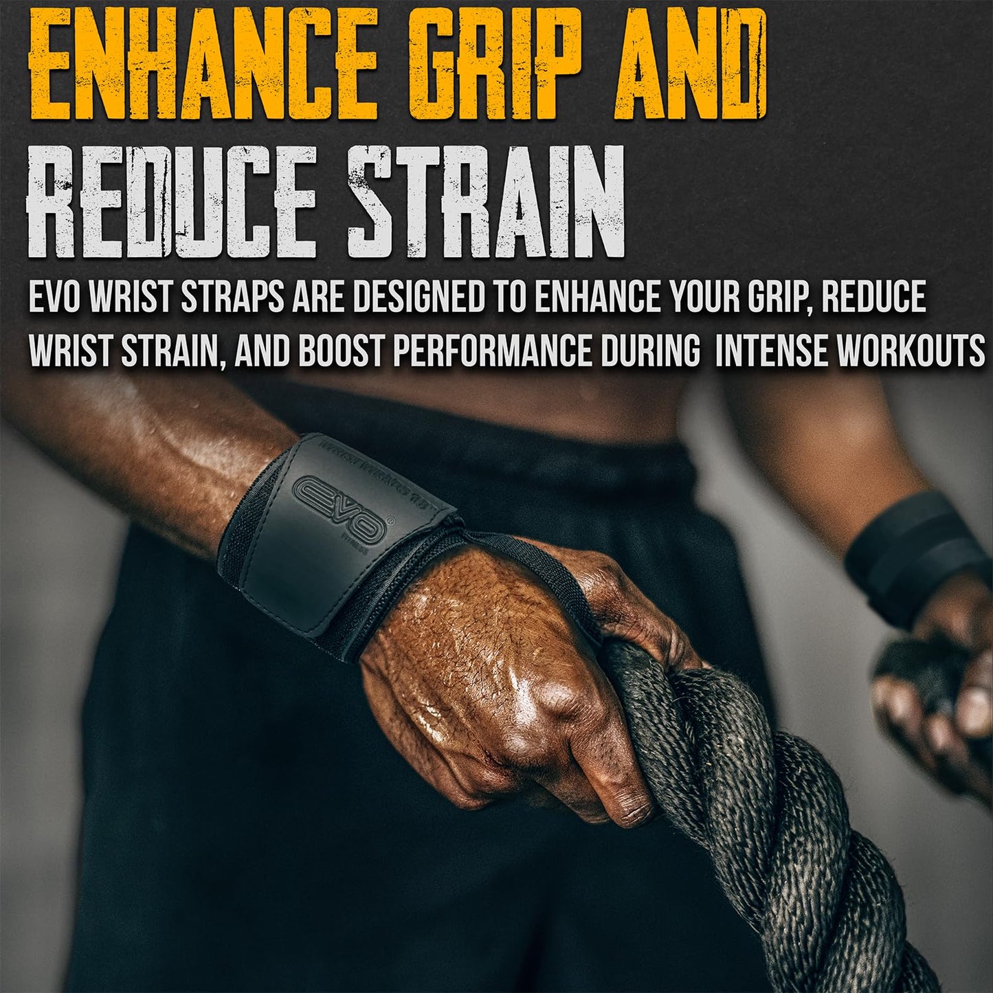 Pair of 18” Deep Black Weight Lifting Wrist Wraps Support Elasticated Cotton Straps Thumb Loop Powerlifting Bodybuilding Strength Gym Training Workout