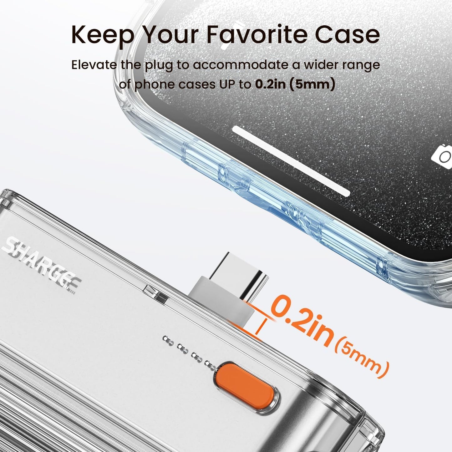 Flow Mini Portable Charger, 5000mAh Small Power Bank with Changeable Plugs and Built in Cable, Dual Output USB-C External Battery Compatible with iPhone 16/15/14/13, iPad, Galaxy S24/23 Ultra