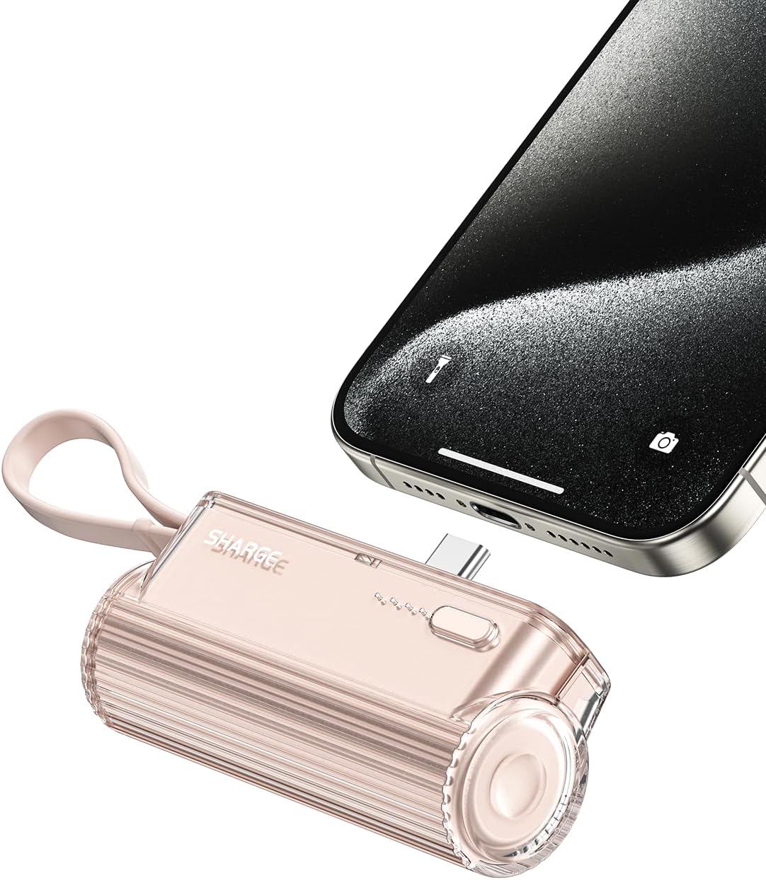 Flow Mini Portable Charger, 5000mAh Small Power Bank with Changeable Plugs and Built in Cable, Dual Output USB-C External Battery Compatible with iPhone 16/15/14/13, iPad, Galaxy S24/23 Ultra