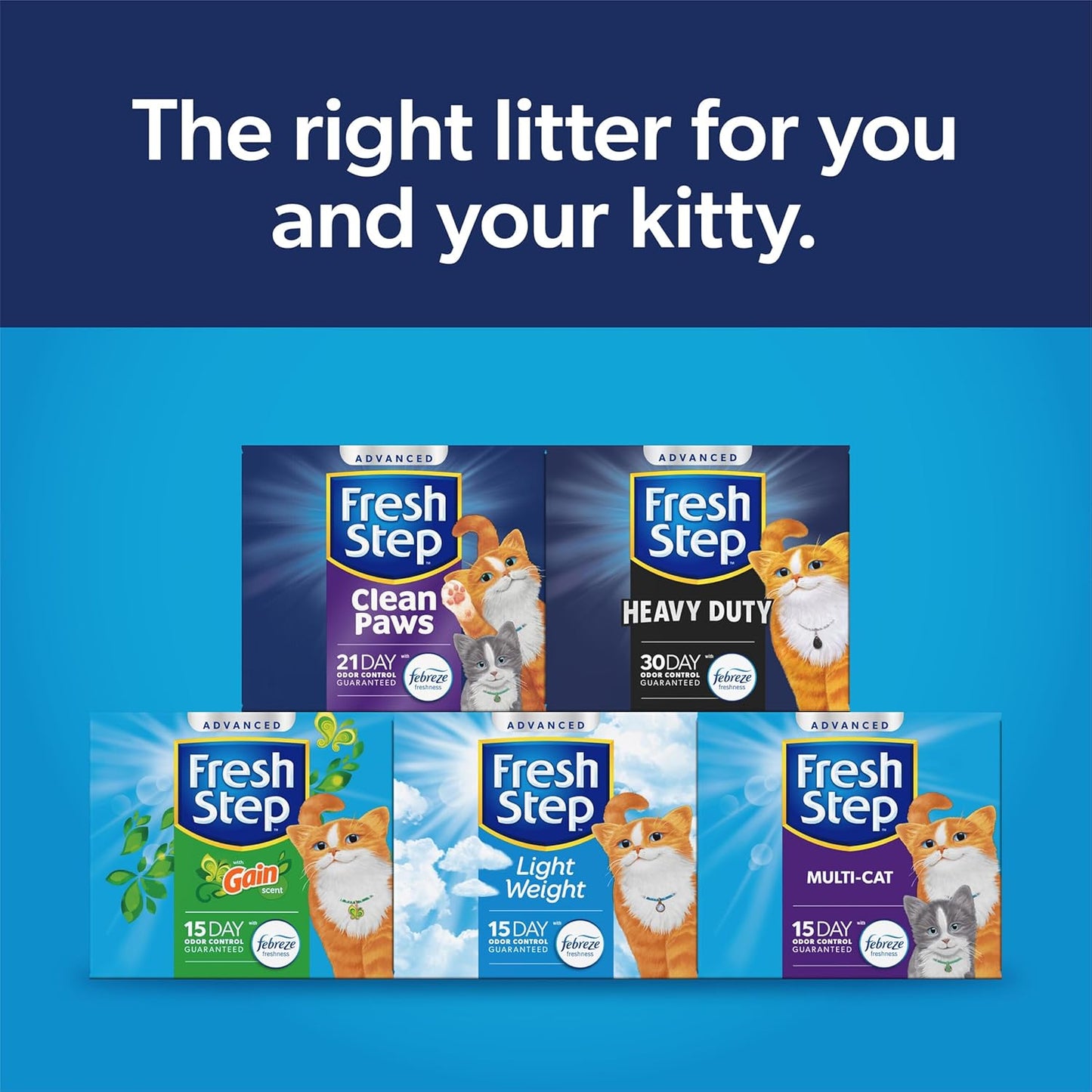 Fresh Step Clean Paws Cat Litter with Febreze Freshness, Advanced Multi Cat Low Tracking Clumping Litter, 37 lbs. (2 x 18.5 lb. Box)