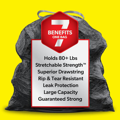 Glad Large Drawstring Trash Bags, ForceFlex 30 Gallon Black Trash Bags, 50 Count (Package May Vary)