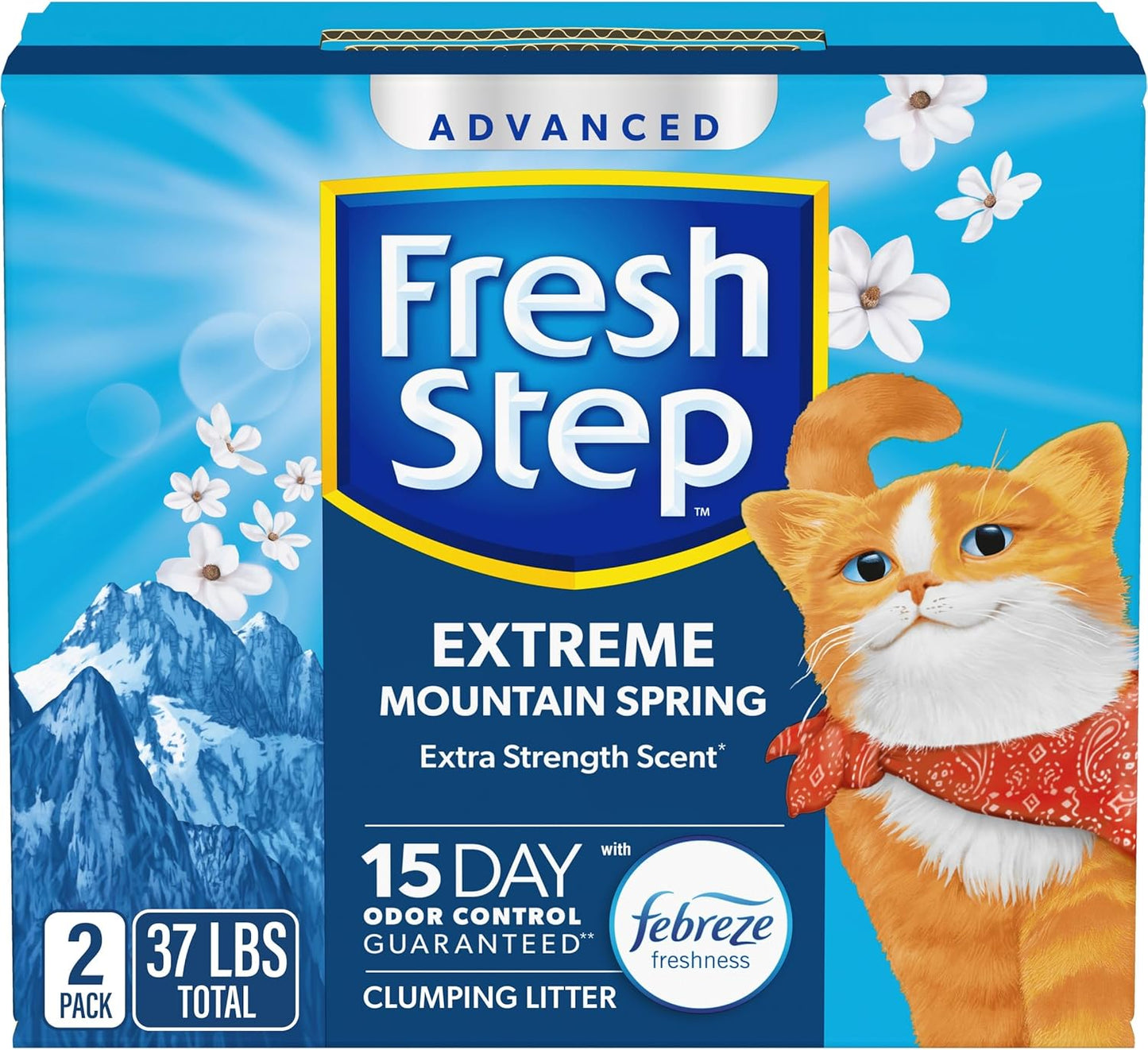 Fresh Step Advanced Clumping Litter with Febreze Freshness with Gain Scent, Fights Odor on Contact, 37 lbs. (2 x 18.5 lb. Box) (Package May Vary)