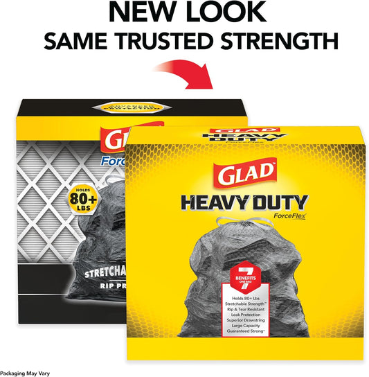 Glad Large Drawstring Trash Bags, ForceFlex 30 Gallon Black Trash Bags, 50 Count (Package May Vary)